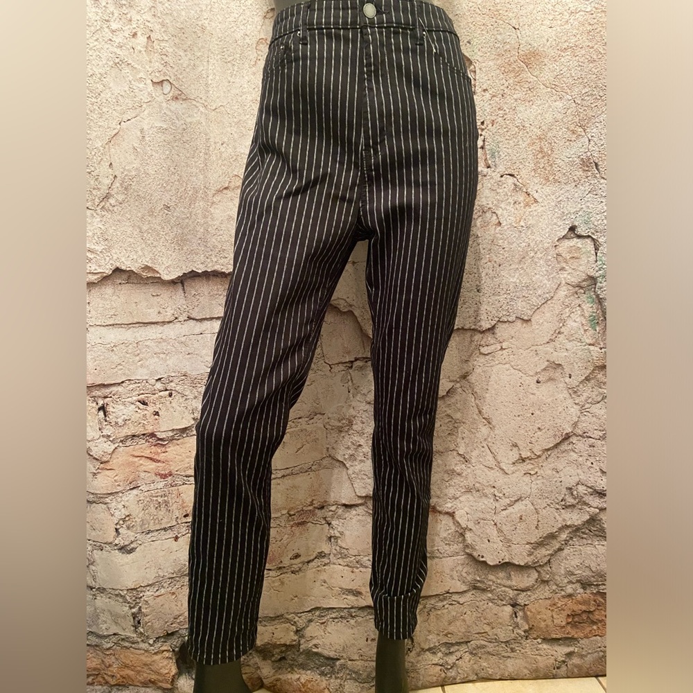 Stradivarius Black Stripe Denim Stretch Pants